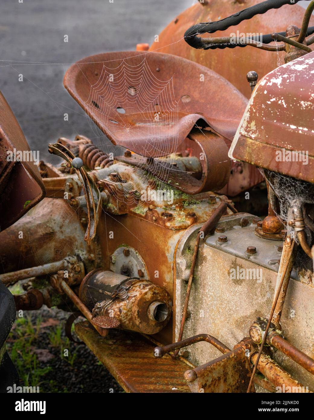 A crashed broken car iron remains after some catastrophe in Whangamomona township, Stratford District Stock Photo