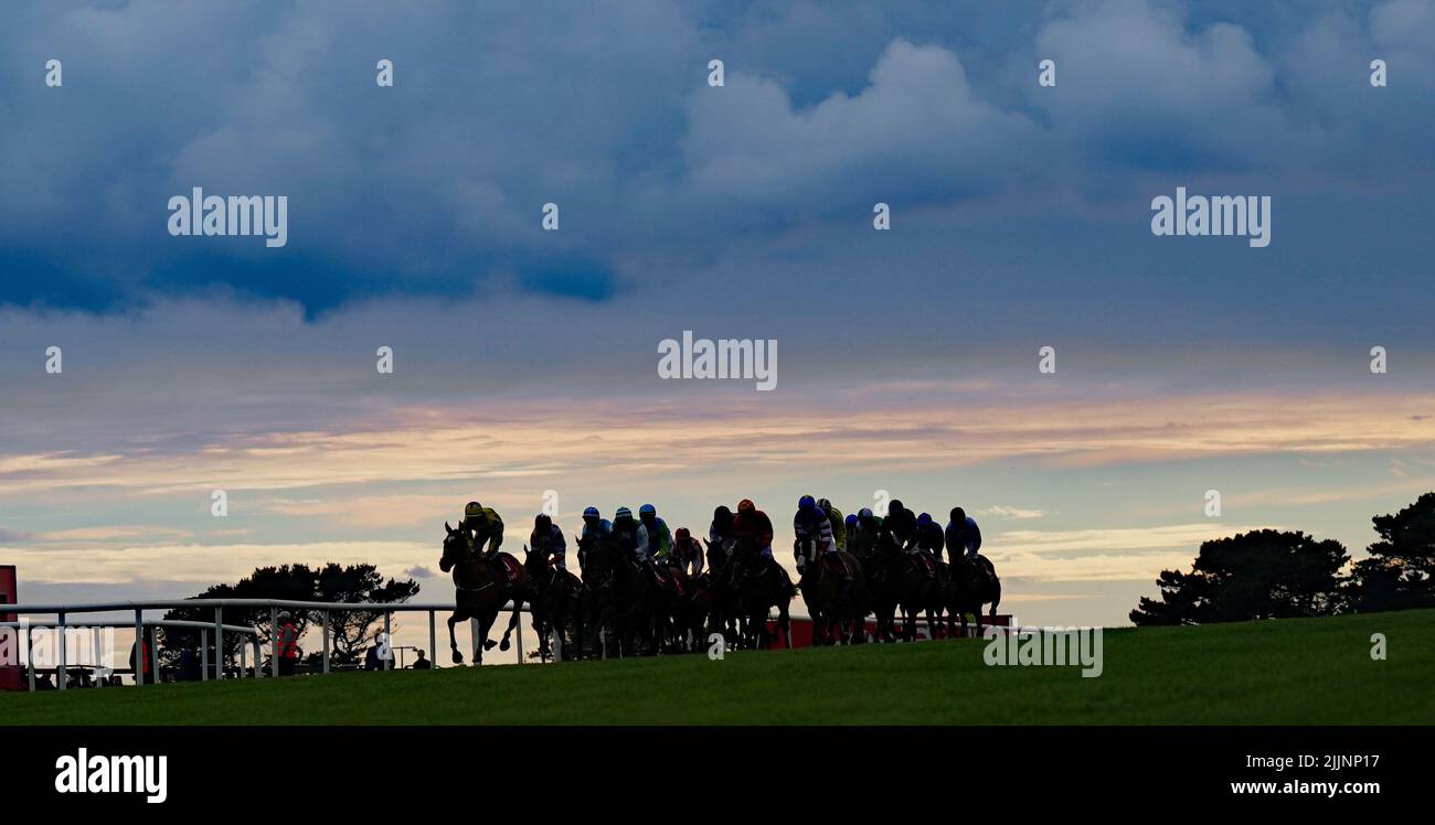 Runners and riders in the Tote.ie Irish EBF Mares Handicap Hurdle during day three of the Galway Races Summer Festival 2022 at Galway Racecourse in County Galway, Ireland. Picture date: Wednesday July 27, 2022. Stock Photo
