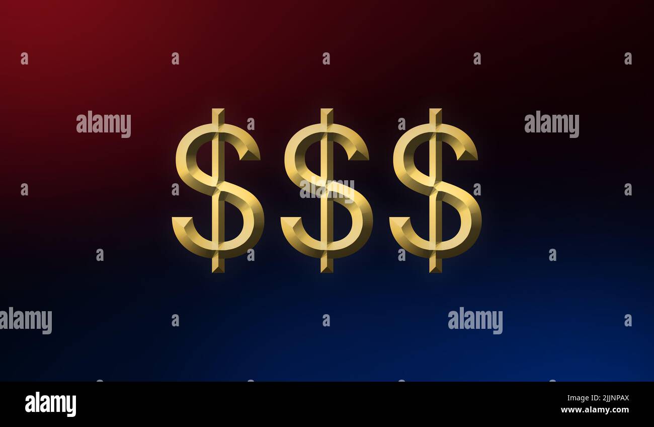 The illustration of the dollar sign on the blue-red background Stock ...