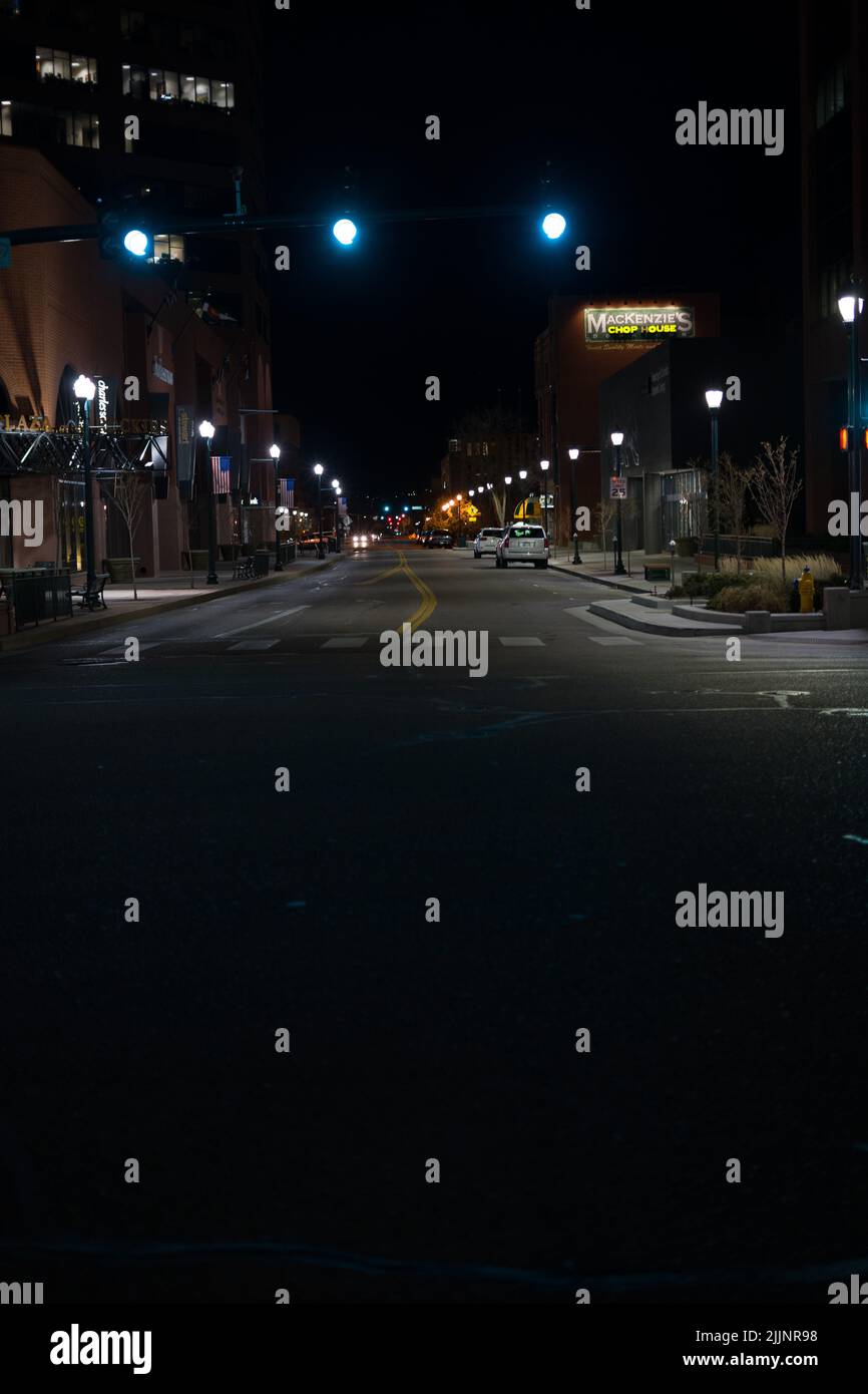 Downtown Colorado Springs at night Stock Photo - Alamy