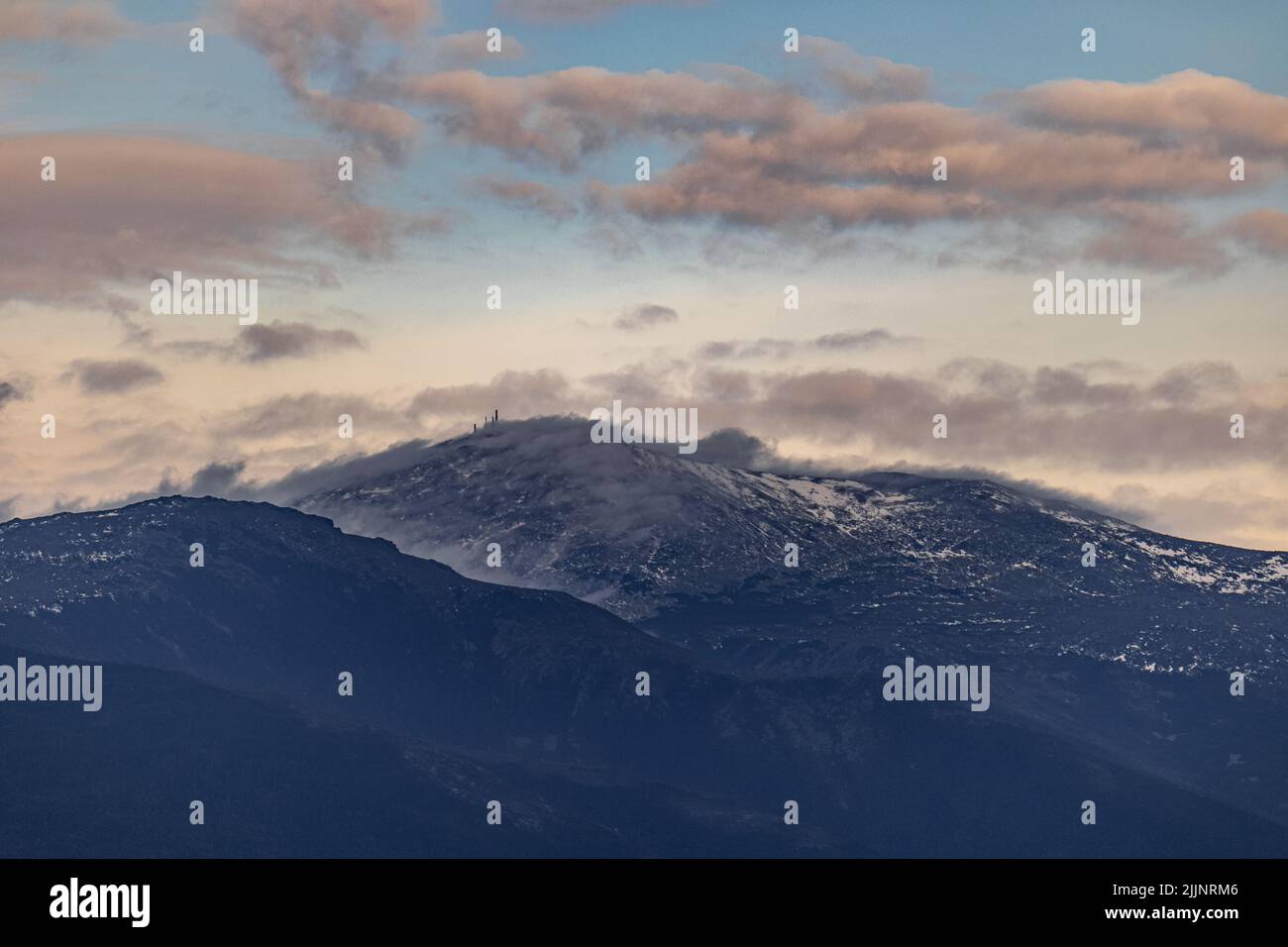 The clouds over the mountains in Mt Washington, New Hampshire Stock Photo