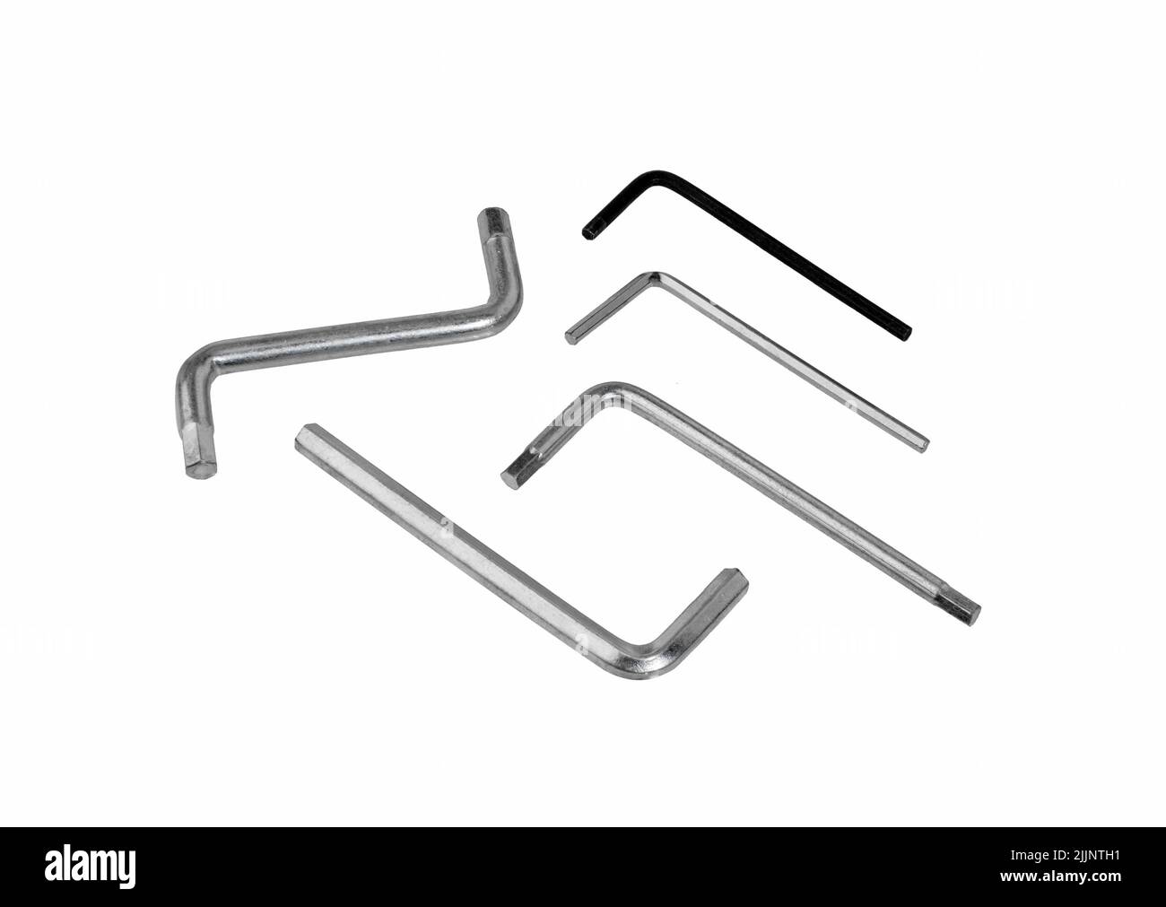 Hexagon keys. Set of allen wrench key of different sizes on a white