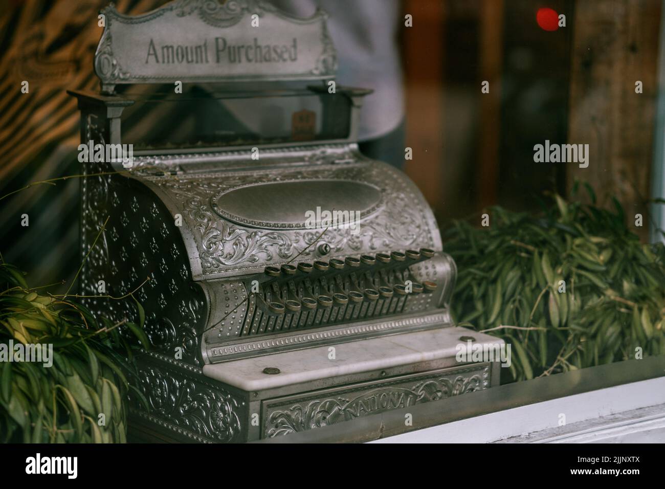 A closeup of an antique cash register Stock Photo Alamy