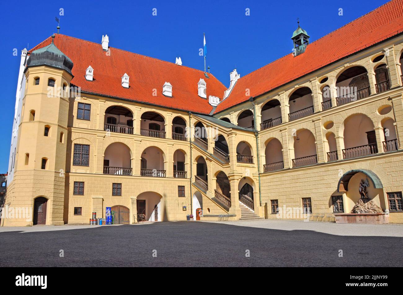 Yard of Burg Trausnitz in Landshut, Germany - Bavaria Stock Photo