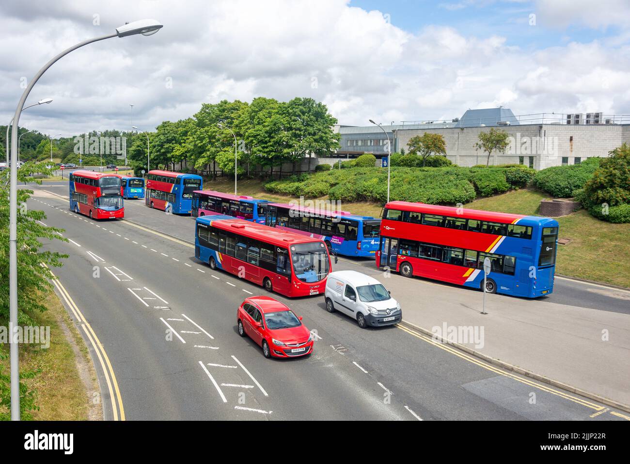 Buses waiting outside Galleries Bus Station, Washington Highway, Washington, Tyne and Wear