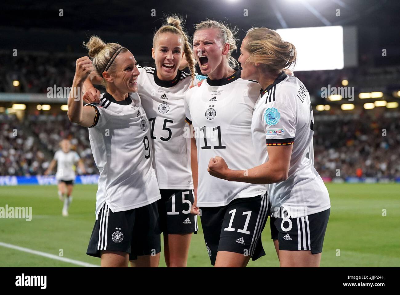 Germany's Alexandra Popp celebrates scoring their side's second goal of the game during the UEFA Women's Euro 2022 semi-final match at Stadium MK, Milton Keynes. Picture date: Wednesday July 27, 2022. Stock Photo