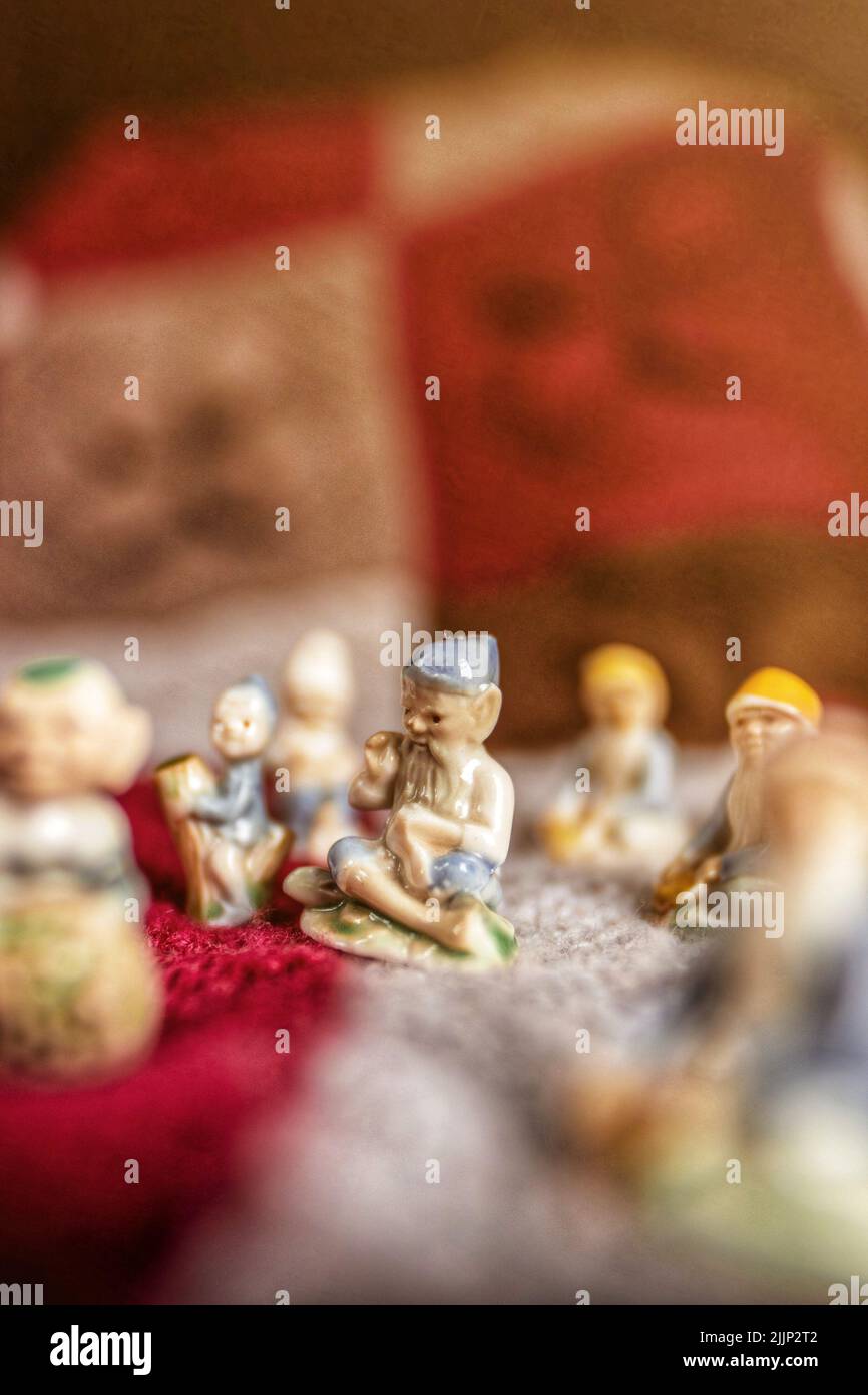 A selective focus shot of swarf figurines Stock Photo