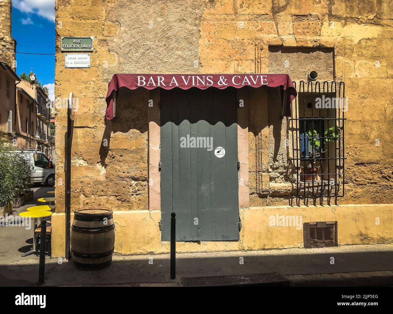 Aix-en-Provence, France, May 2022, view of the entrance of the Meduse restaurant's on a closed day Stock Photo