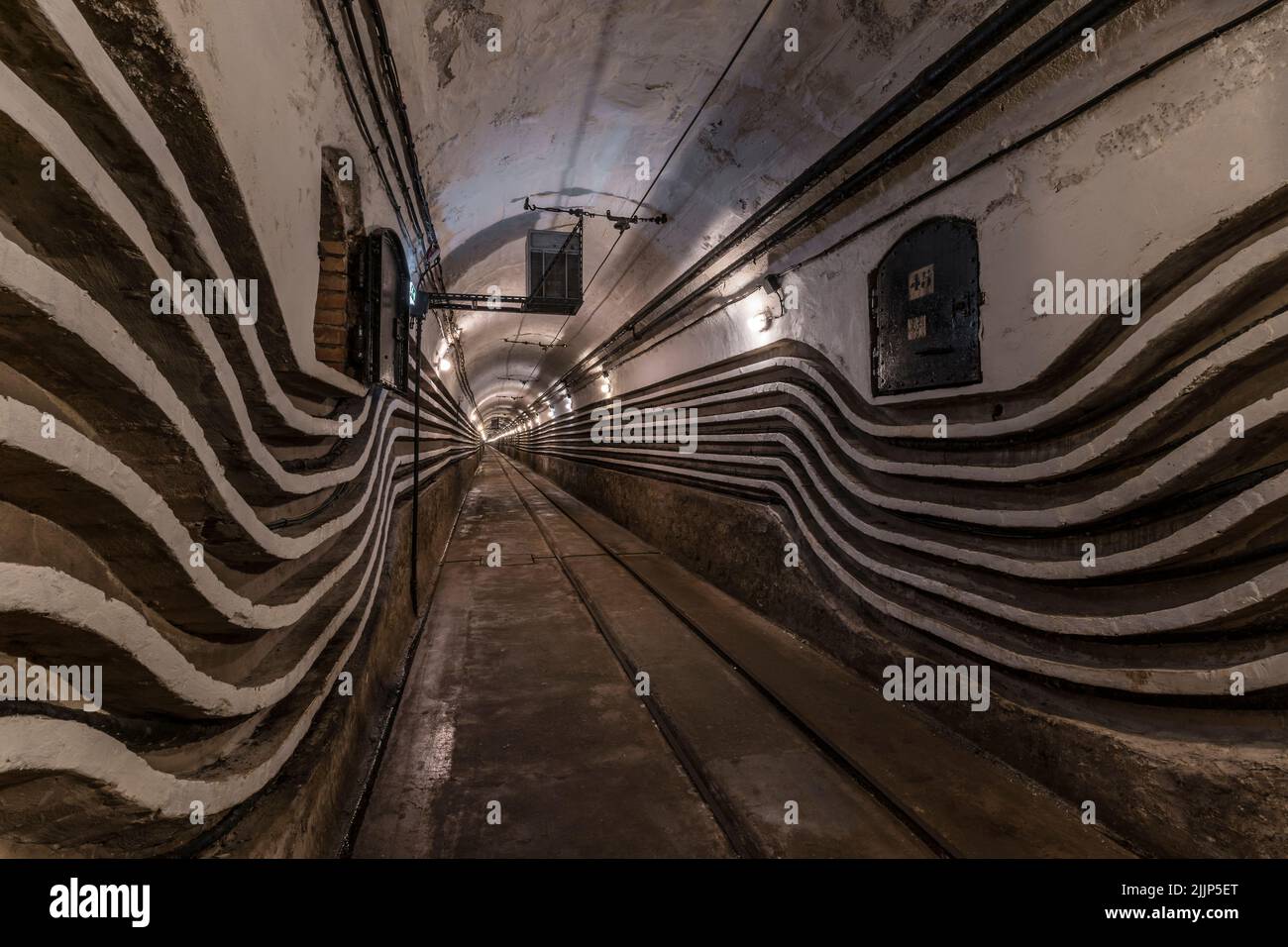 Tunnel in a historic bunker building. Stock Photo