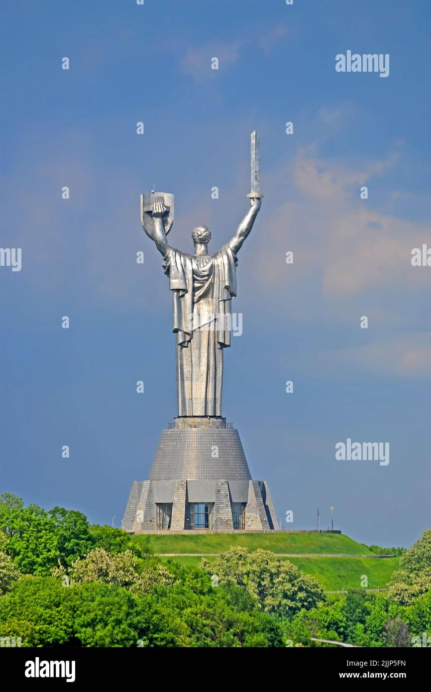 Motherland Monument Steel statue in Kiev, Ukraine. Europe travel