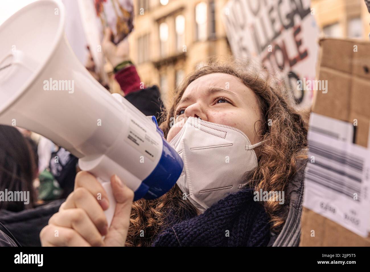 The people protesting against climate change in Glasgow, UK Stock Photo