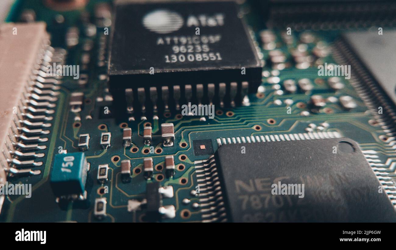 closeup photo of microchips and wires Stock Photo - Alamy