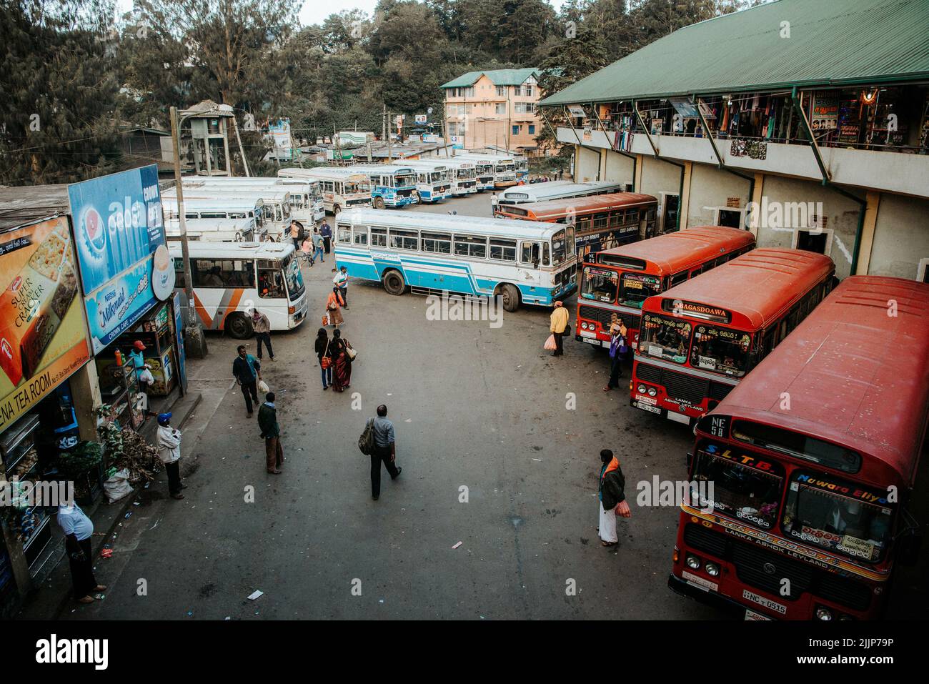 A bus station in Sri Lanka Stock Photo