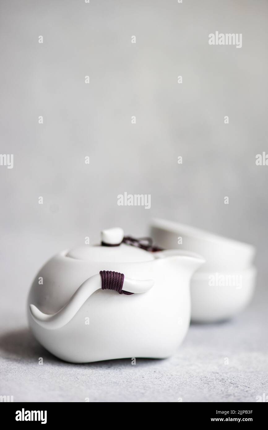 Close-up of an Asian tea set on  a table Stock Photo