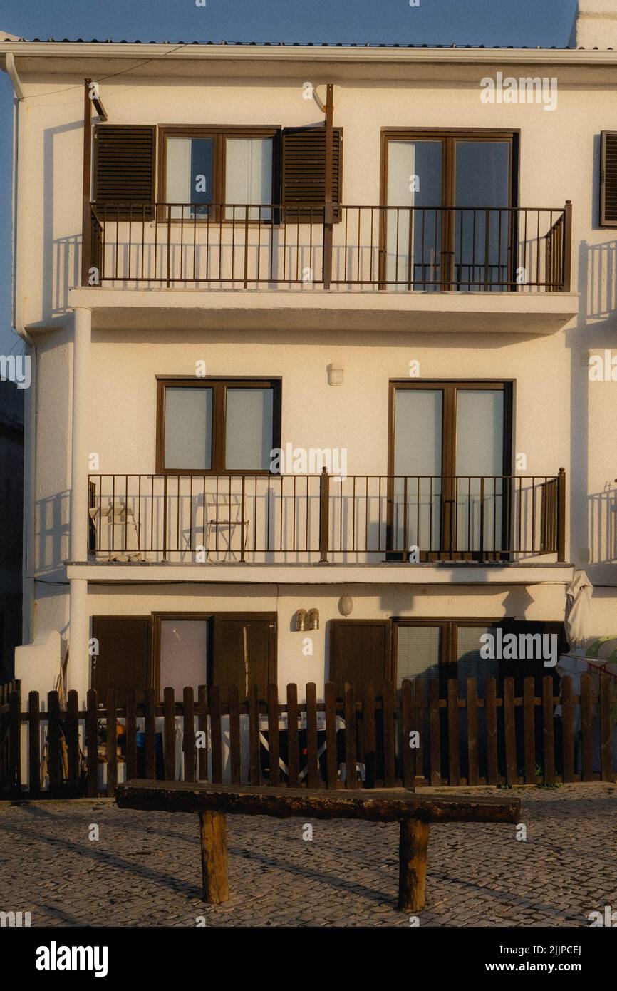 A vertical shot of a house in sunny Peniche, Portugal Stock Photo