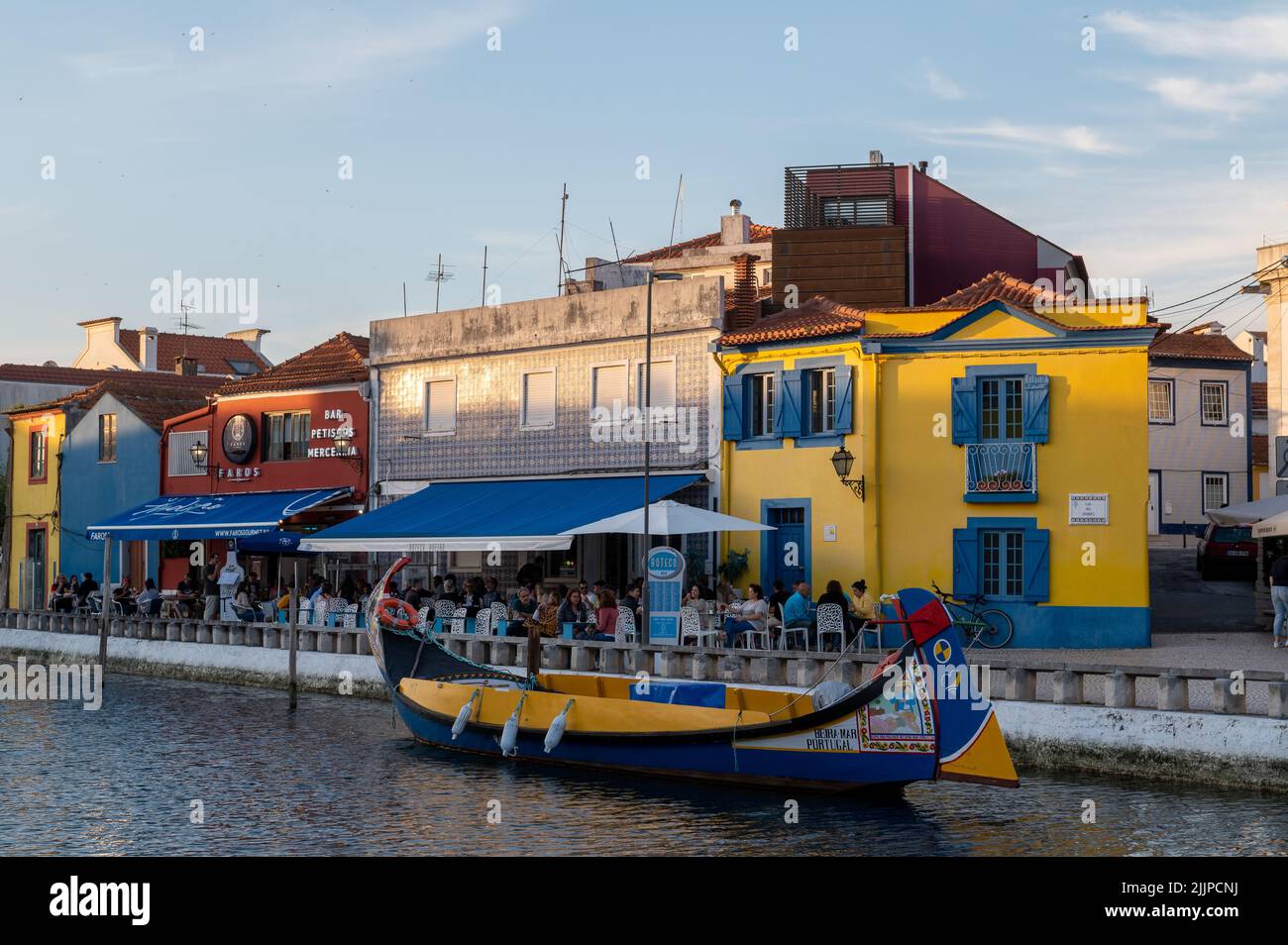 Aveiro, Portugal. 2022 May 12 . Traditional boats in the canal of