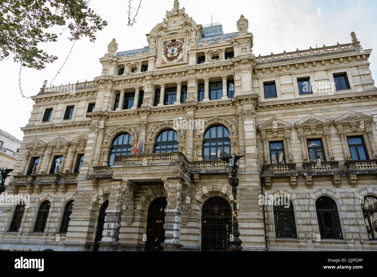 A low angle shot of a historic building in the city of Bilbao in the ...