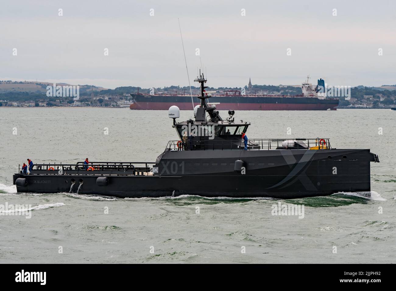 The new experimental trials vessel XV Patrick Blackett arriving at Portsmouth, UK on the 27th July 2022. Stock Photo