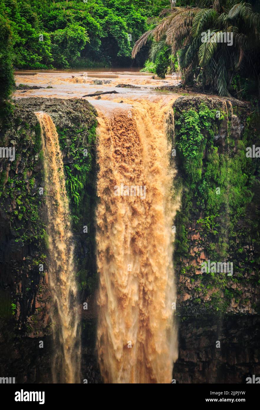 Close-up of the Chamarel waterfall, Chamarel, Mauritius Stock Photo