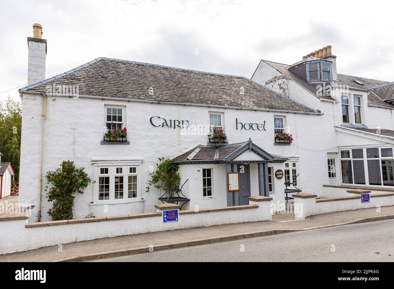 Cairn Hotel in the Scottish village of Carrbridge, Cairngorms national Park,Scotland,UK on a summers day in 2022 Stock Photo