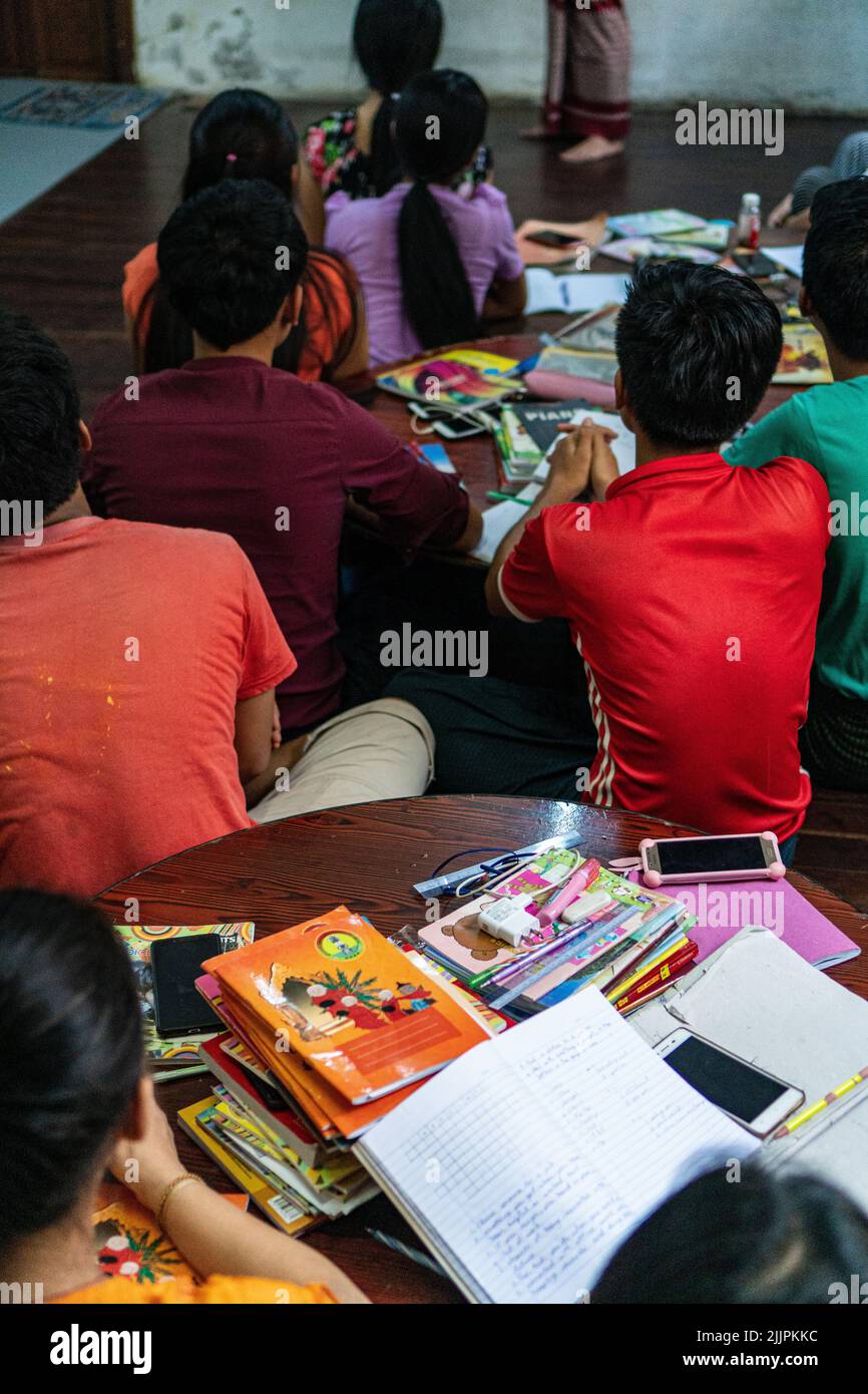 A view of the Inside of a language school for children in Myanmar Stock ...