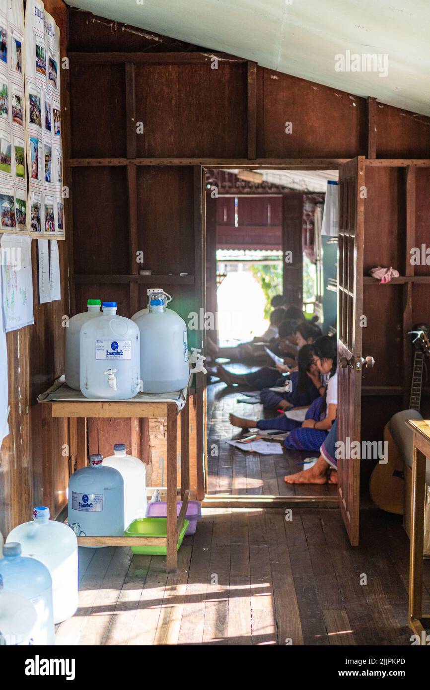 A view of the Inside of a language school for children in Myanmar Stock ...