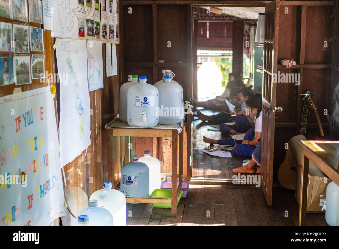 A view of the Inside of a language school for children in Myanmar Stock ...