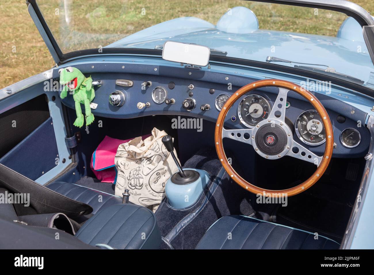 A Classic Frog Eyed Sprite Interior In Appledore Kent UK Stock Photo
