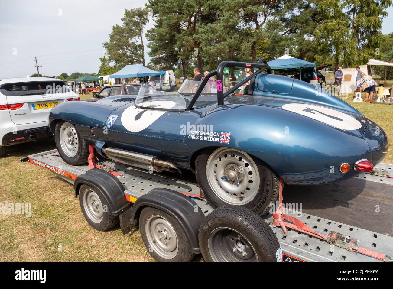An Ecurie Ecosse Replica Jaguar D Type on A trailer At The Appledore