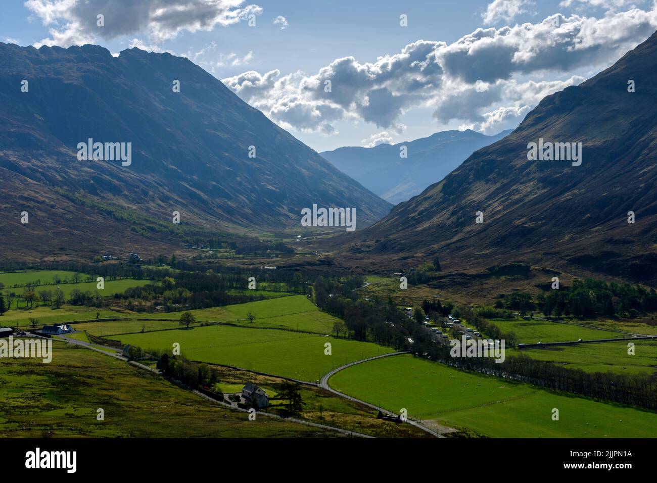 Gleann Lichd from the slopes of Sgurr an Airgid, Kintail, Highland Region, Scotland, UK Stock Photo