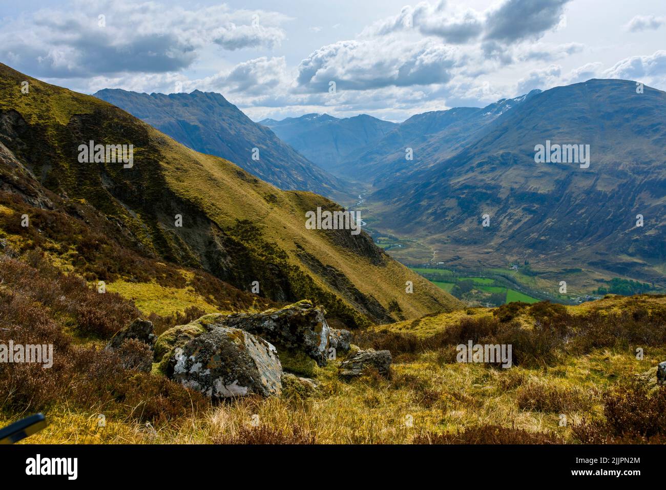 Gleann Lichd from near the summit of Sgurr an Airgid, Kintail, Highland ...