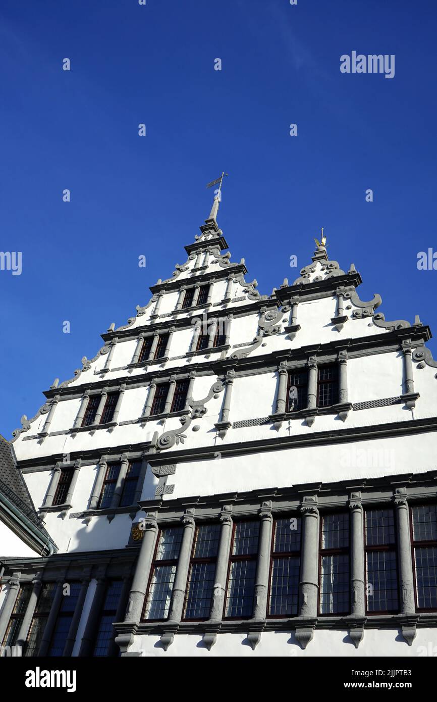 A low angle of the Renaissance town hall on the Market square in Paderdon, Germany Stock Photo