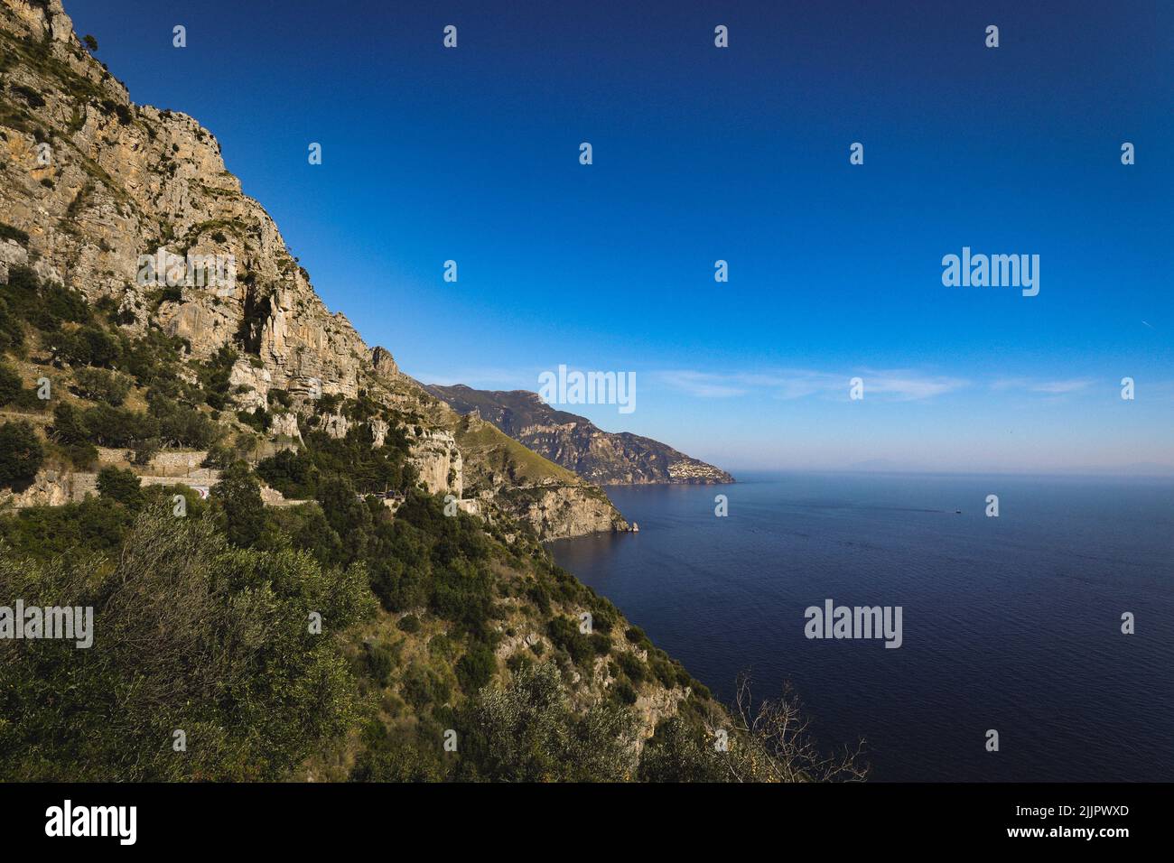 The beautiful view of Capri island and the Tyrrhenian Sea. Italy. Stock Photo