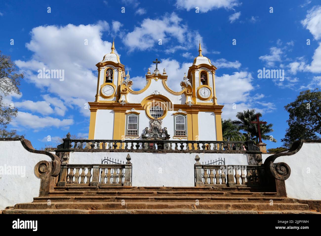 church facade of Santo Antonio in the city of Tiradentes MG, during clear day Stock Photo