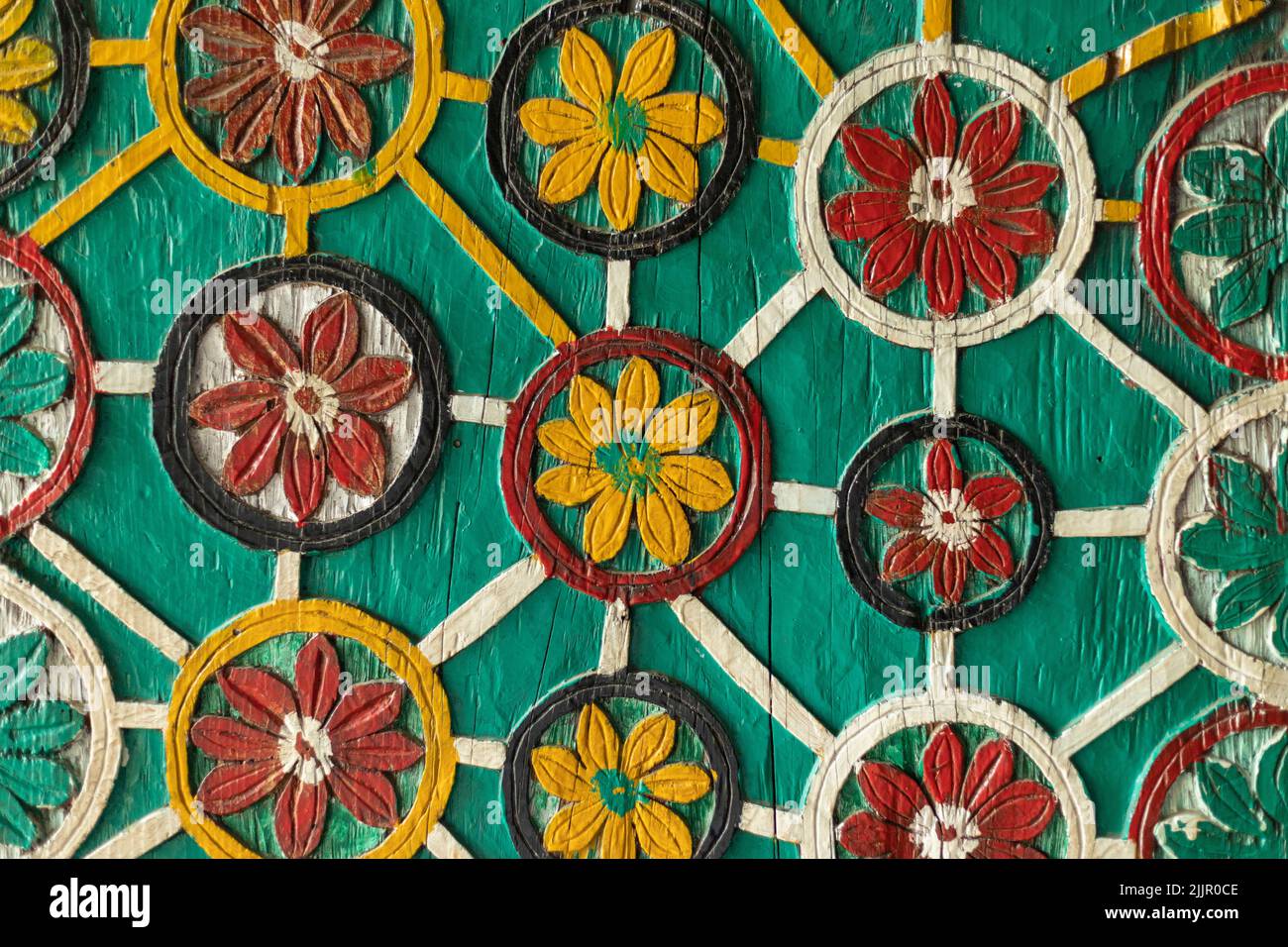 Beautiful ceiling with flowers and geometric design Stock Photo - Alamy