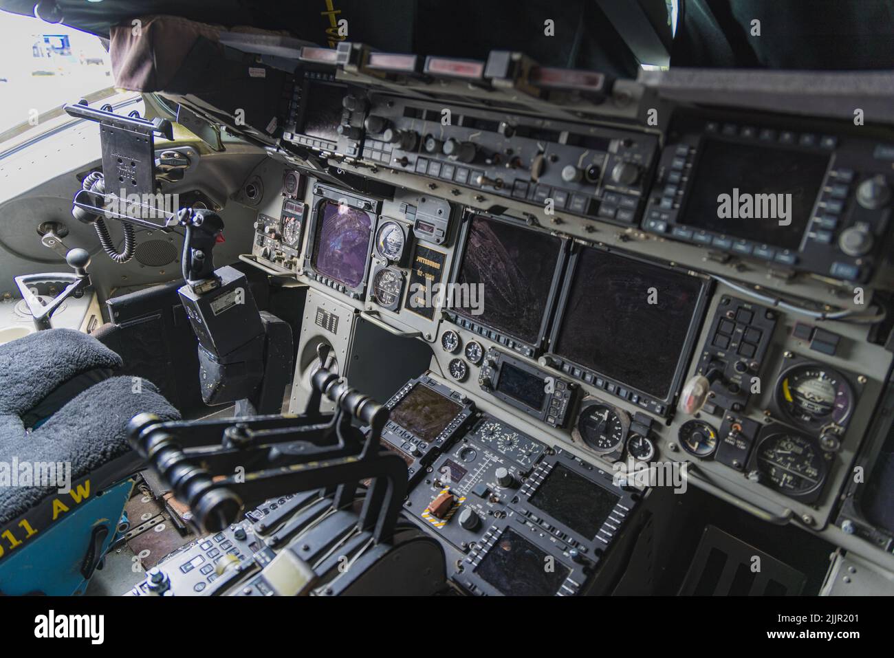 An Avionics of a C-17 Globemaster in the cockpit Stock Photo