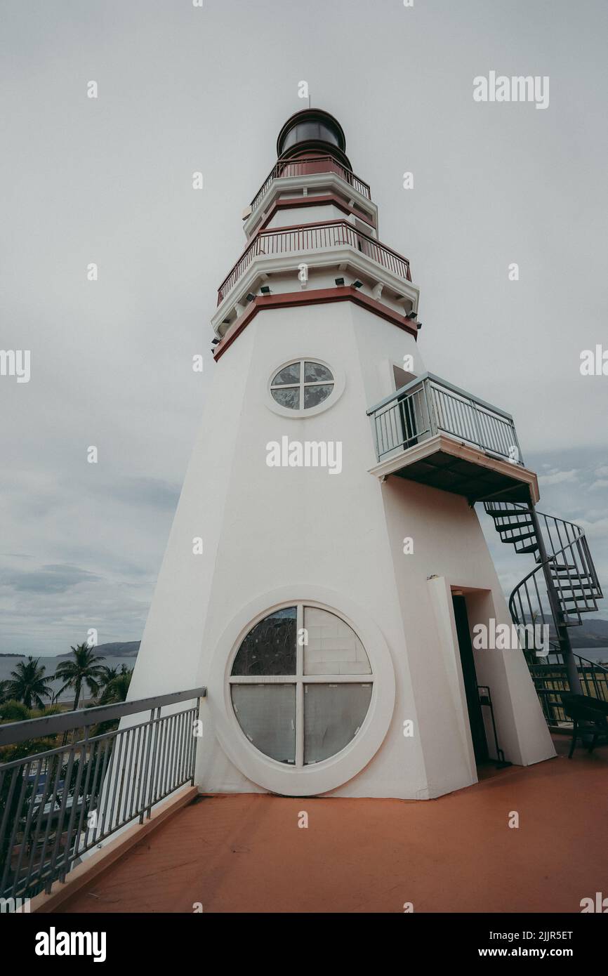 A low angle shot of light house at Subic bay Stock Photo