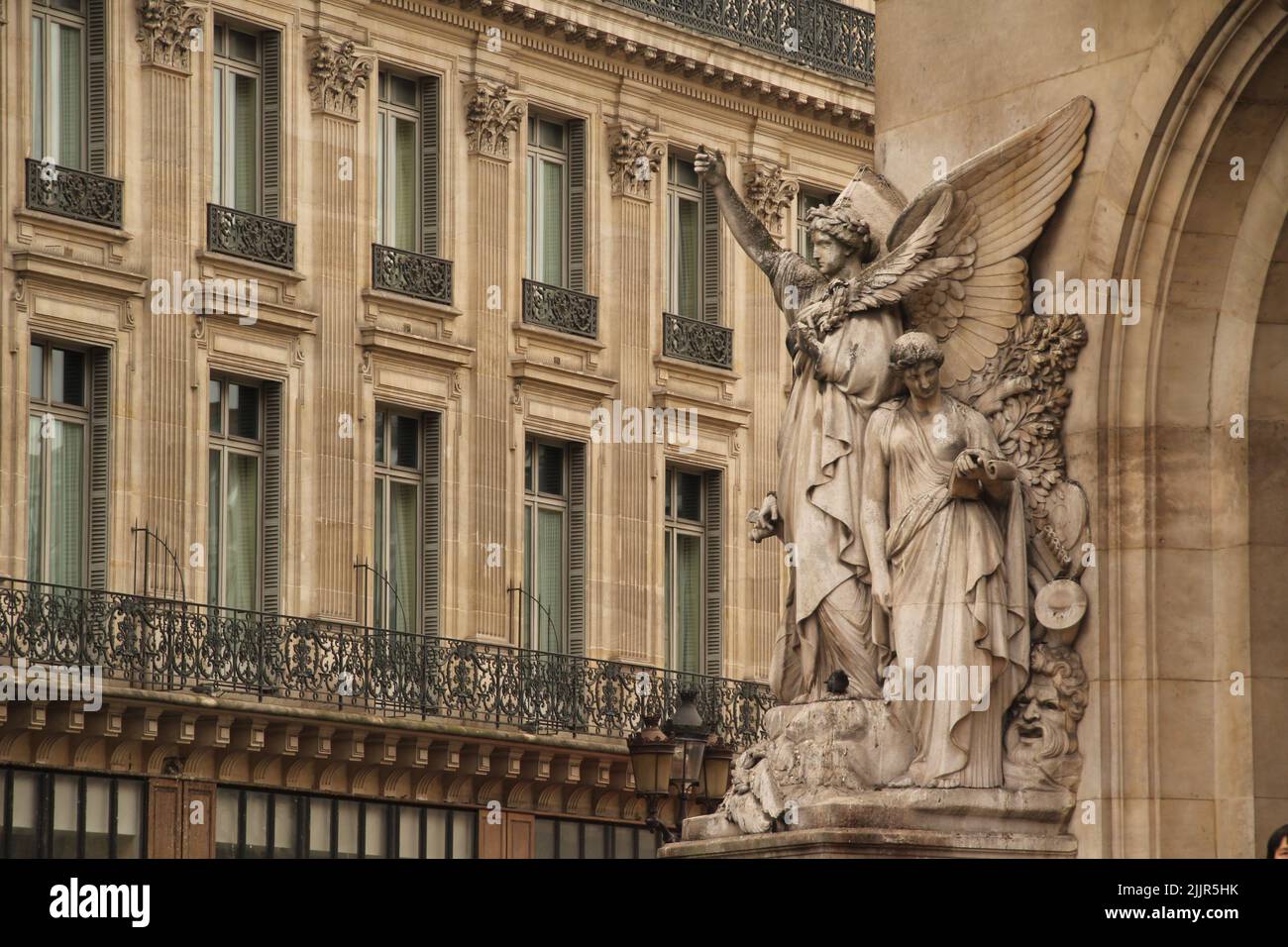 A scenic view of a historical angel statue in Paris, France Stock Photo