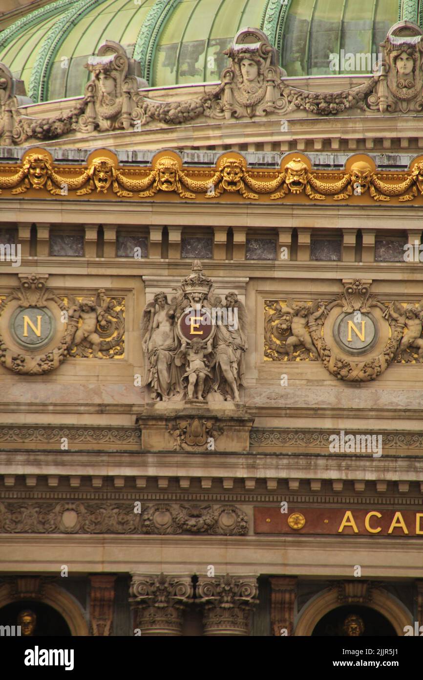 A vertical shot of the Palais Garnier opera house in Paris, France Stock Photo