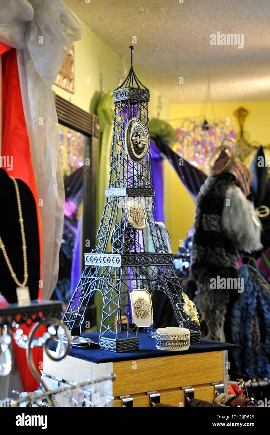 A small replica of the Eiffel Tower for sale in a gift shop in Cottleville, Missouri Stock Photo
