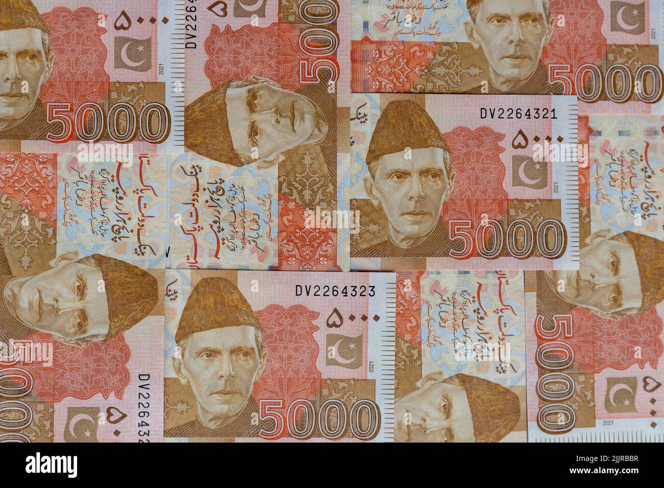 Five thousand rupees Pakistani currency notes Stock Photo