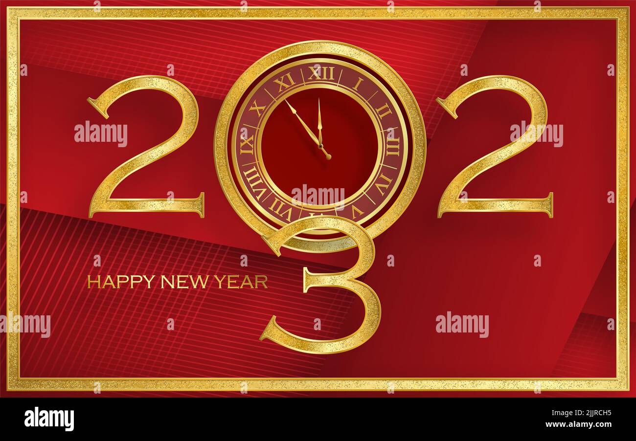 Happy New Year 2023, festive pattern on color background for invitation