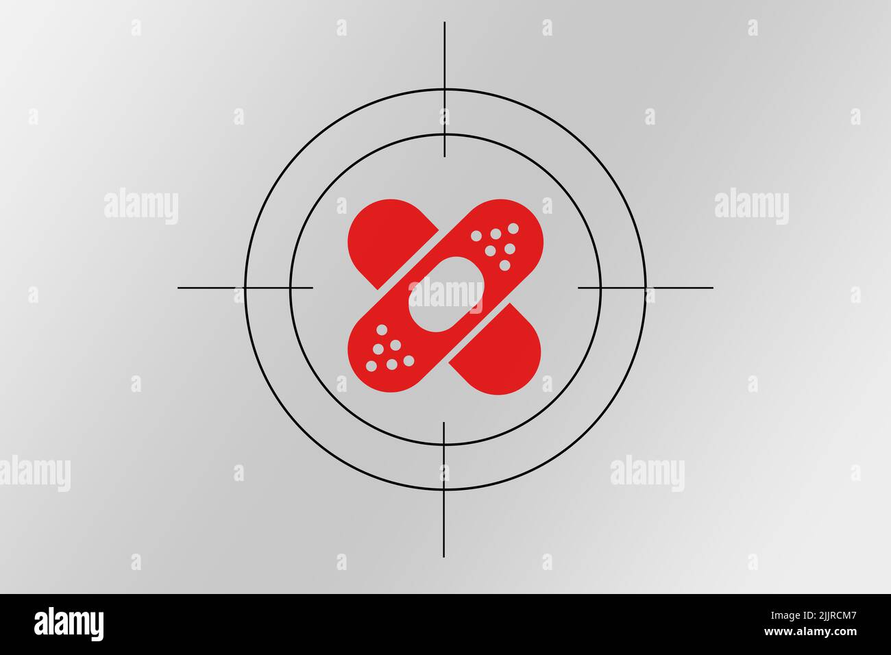 A red medical plasters in a black target icon on a white background Stock Photo