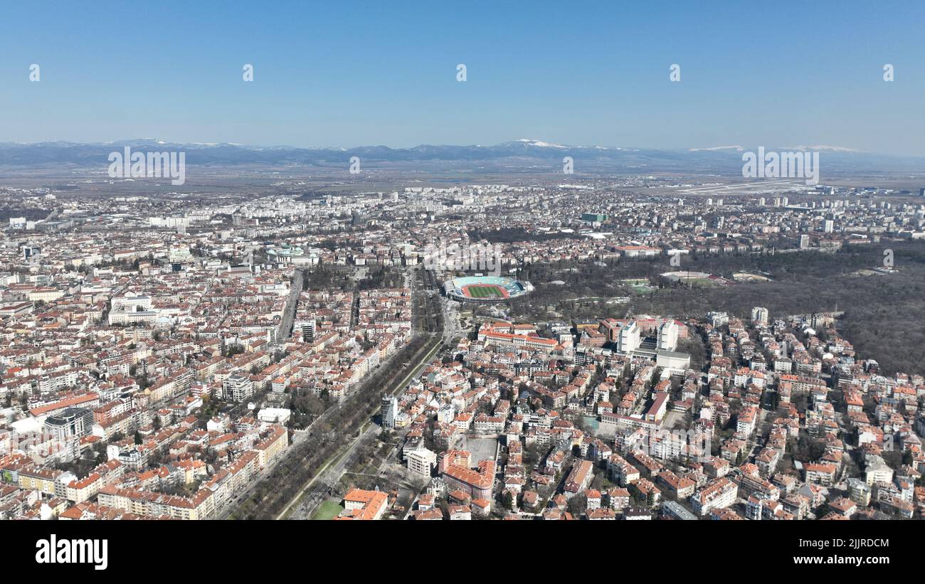 A Areal view of the National Stadium of Sofia Stock Photo