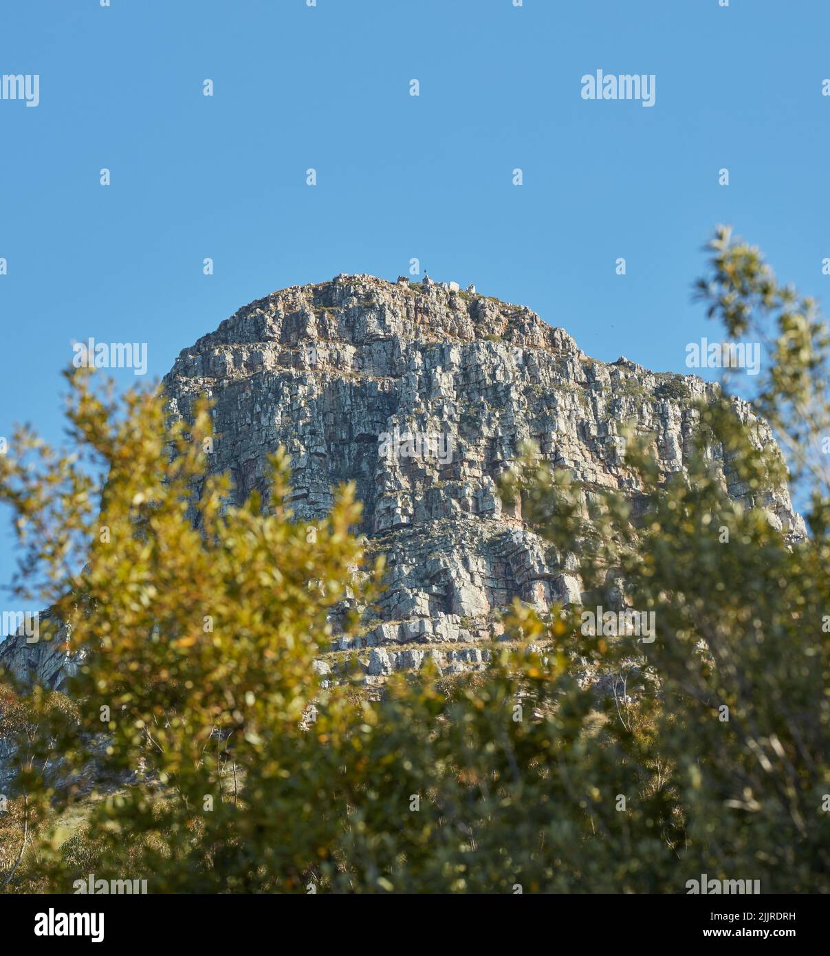 Outside Rocy Landscape of rocky mountain with boulders against a blue sky in summer ...