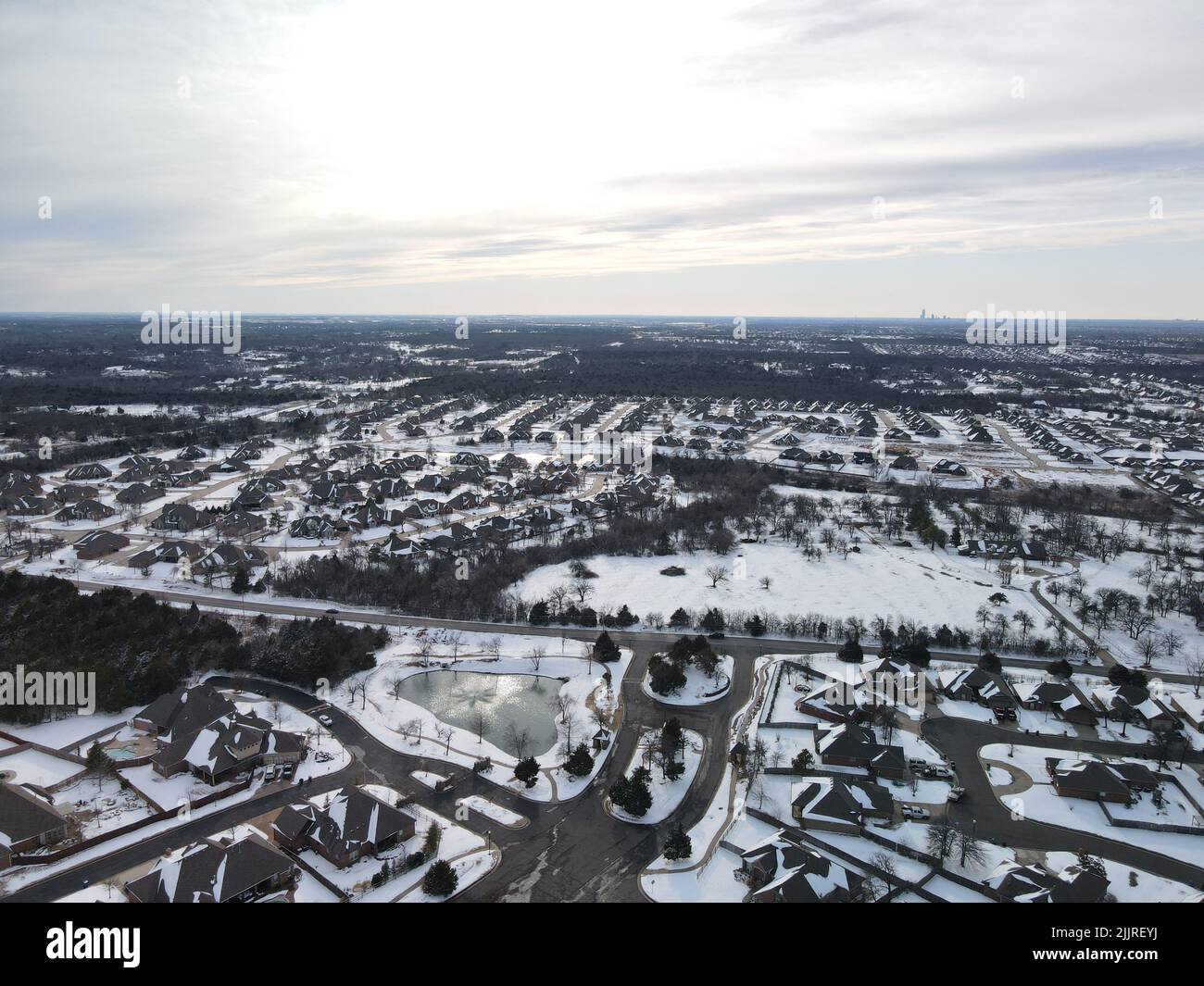 An aerial shot of Choctaw, Oklahoma in winter Stock Photo Alamy