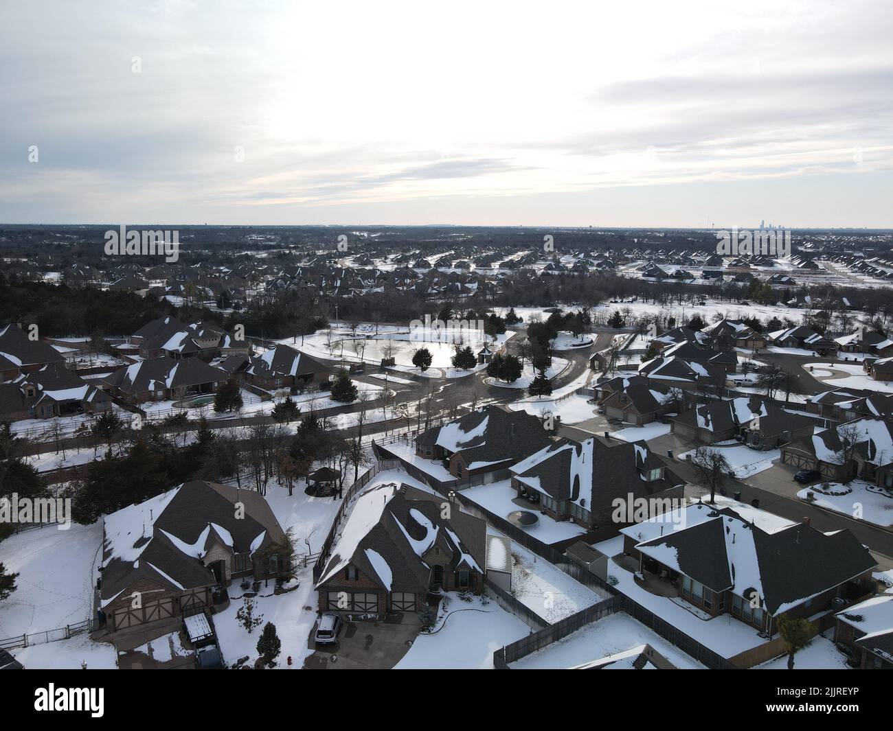 An aerial shot of Choctaw, Oklahoma in winter Stock Photo Alamy