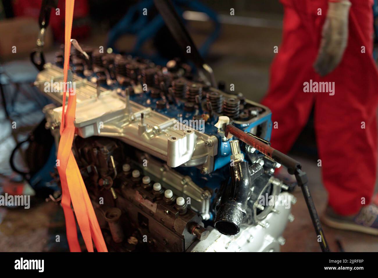A closeup of the car engine to be repaired Stock Photo Alamy