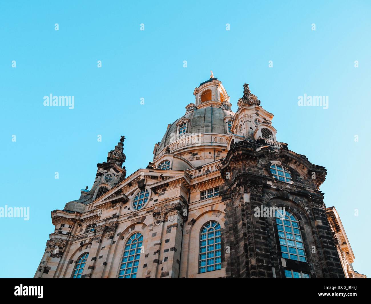 A low angle shot of the Frauenkirche in Dresden, Germany Stock Photo