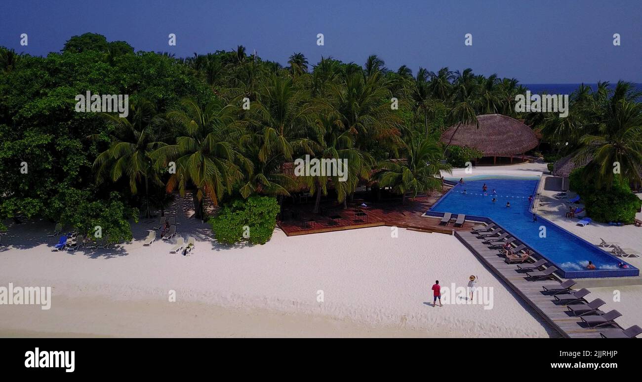 An aerial view of a coastal hotel with a swimming pool Stock Photo - Alamy